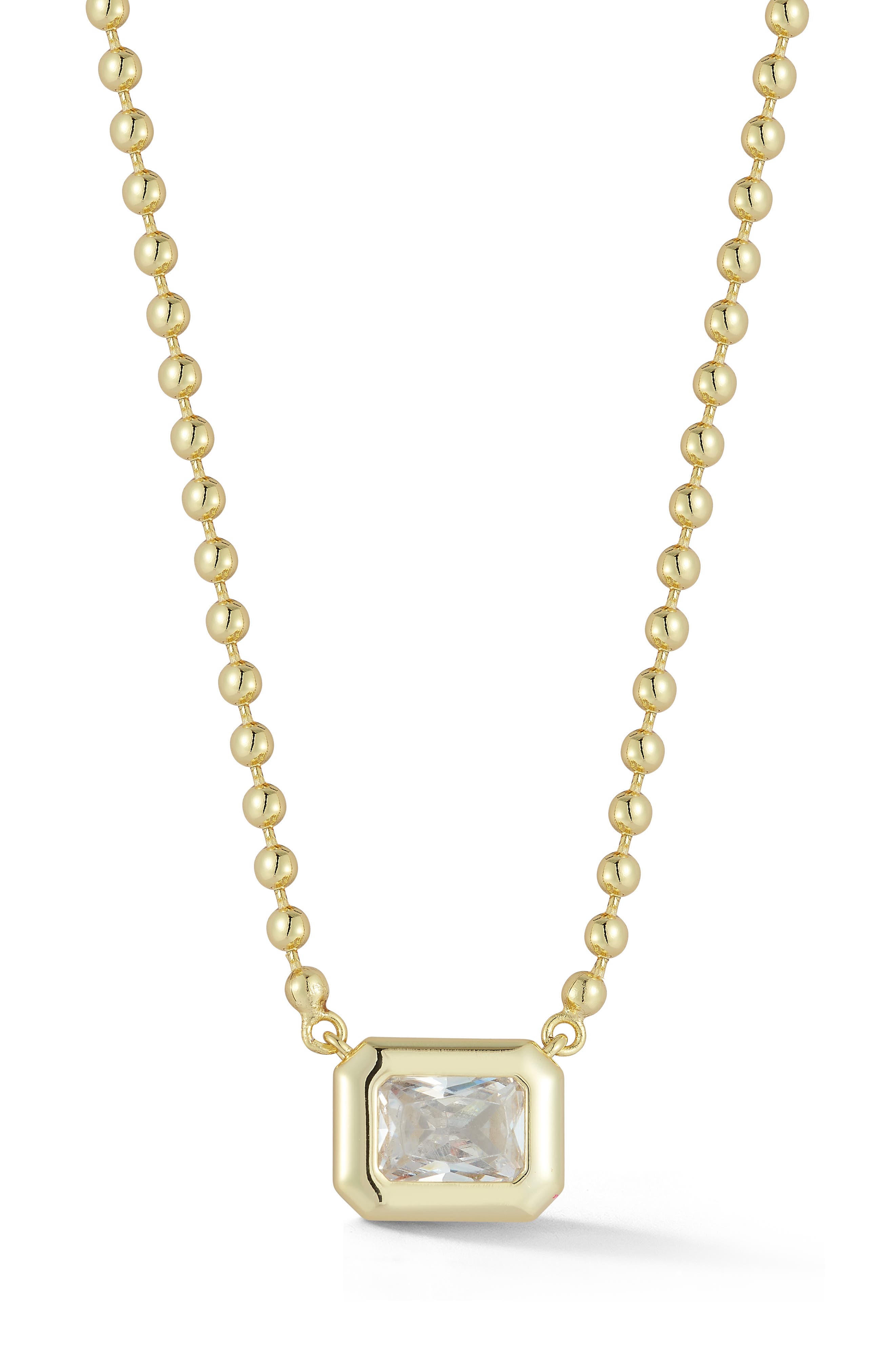Sphera Milano Emerald Cut Cubic Zirconia Pendant Necklace In Gold