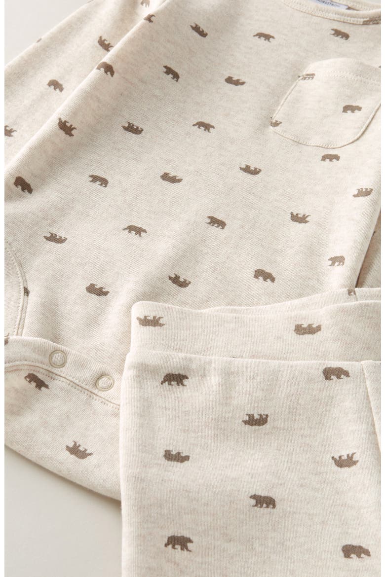 Bear Print Long Sleeve Cotton Bodysuit & Leggings Set, Alternate, color, BEIGE OATMEAL LT HTR BEARS