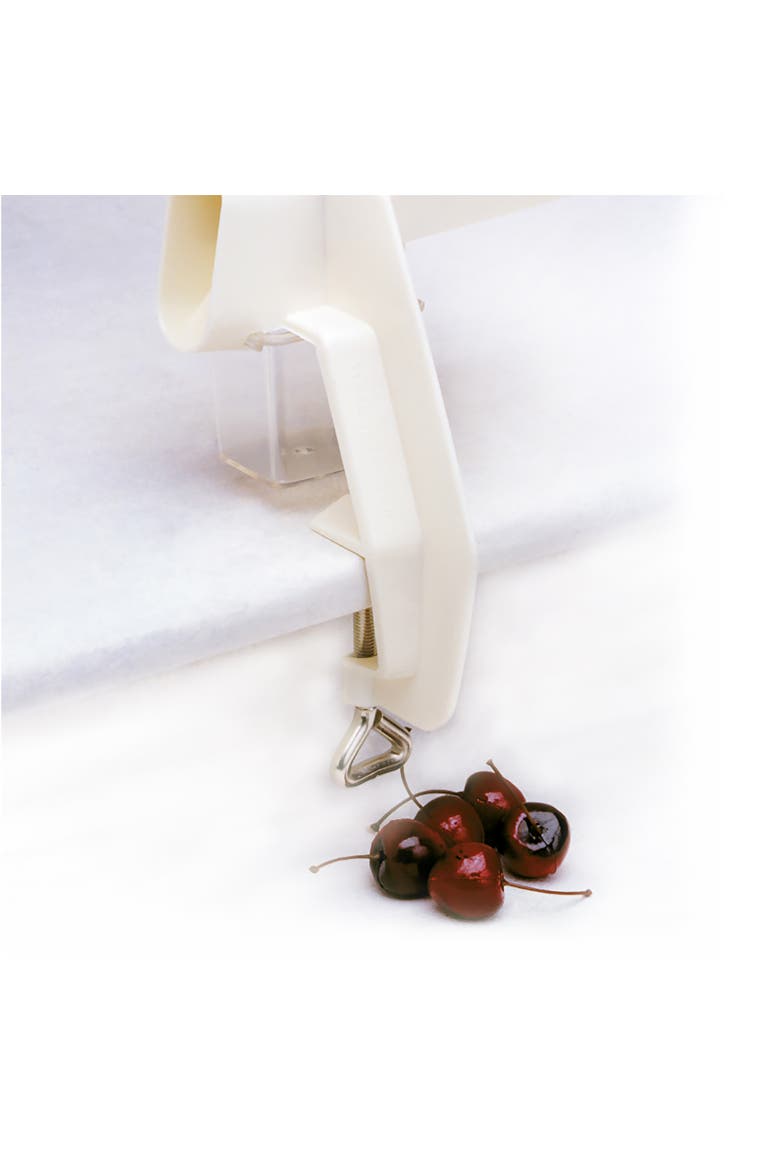 Deluxe Automatic Feed Cherry Pitter with Clamp and Catch Hopper, Alternate, color, White