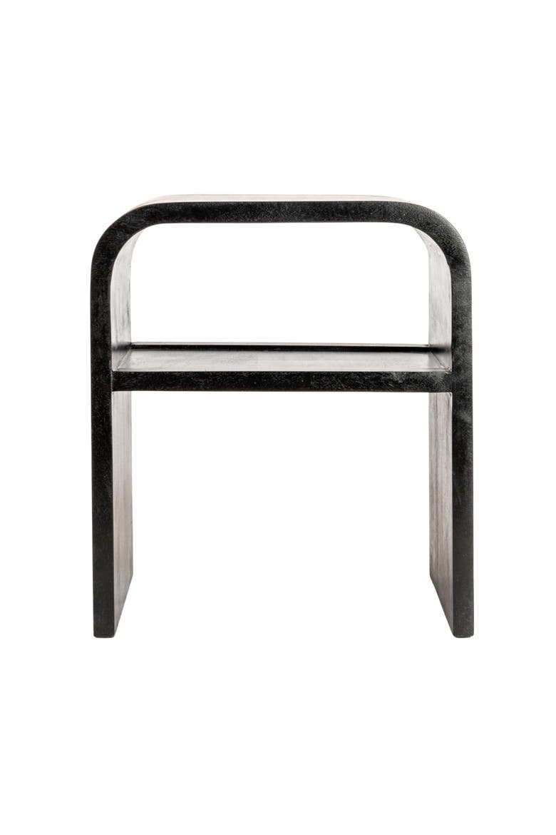 Modern Waterfall Edge End Table with Shelf, Alternate, color, Black