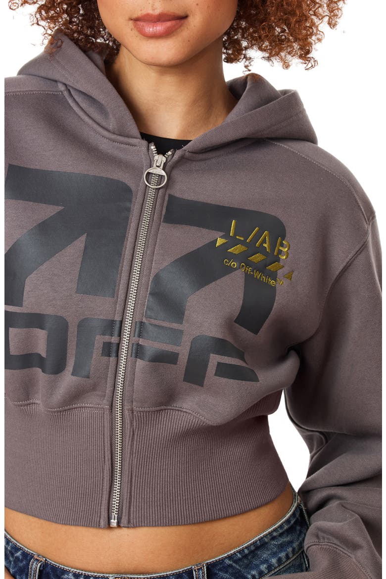 Graphic Cropped Full Zip Hoodie, Alternate, color, DARK GULL GRAY