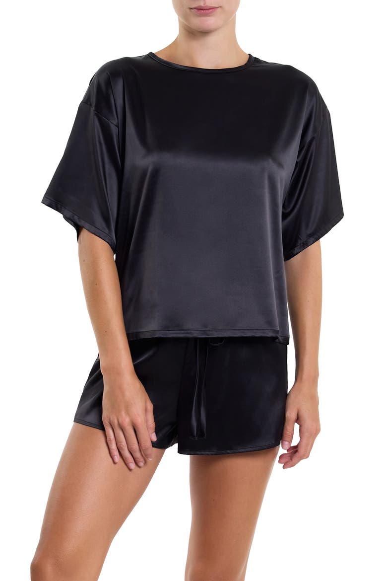 Satin Sleep Top, Alternate, color, BLACK