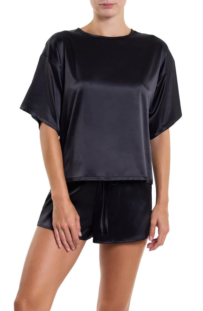 Hanky Panky Satin Sleep Top, Alternate, color, Black