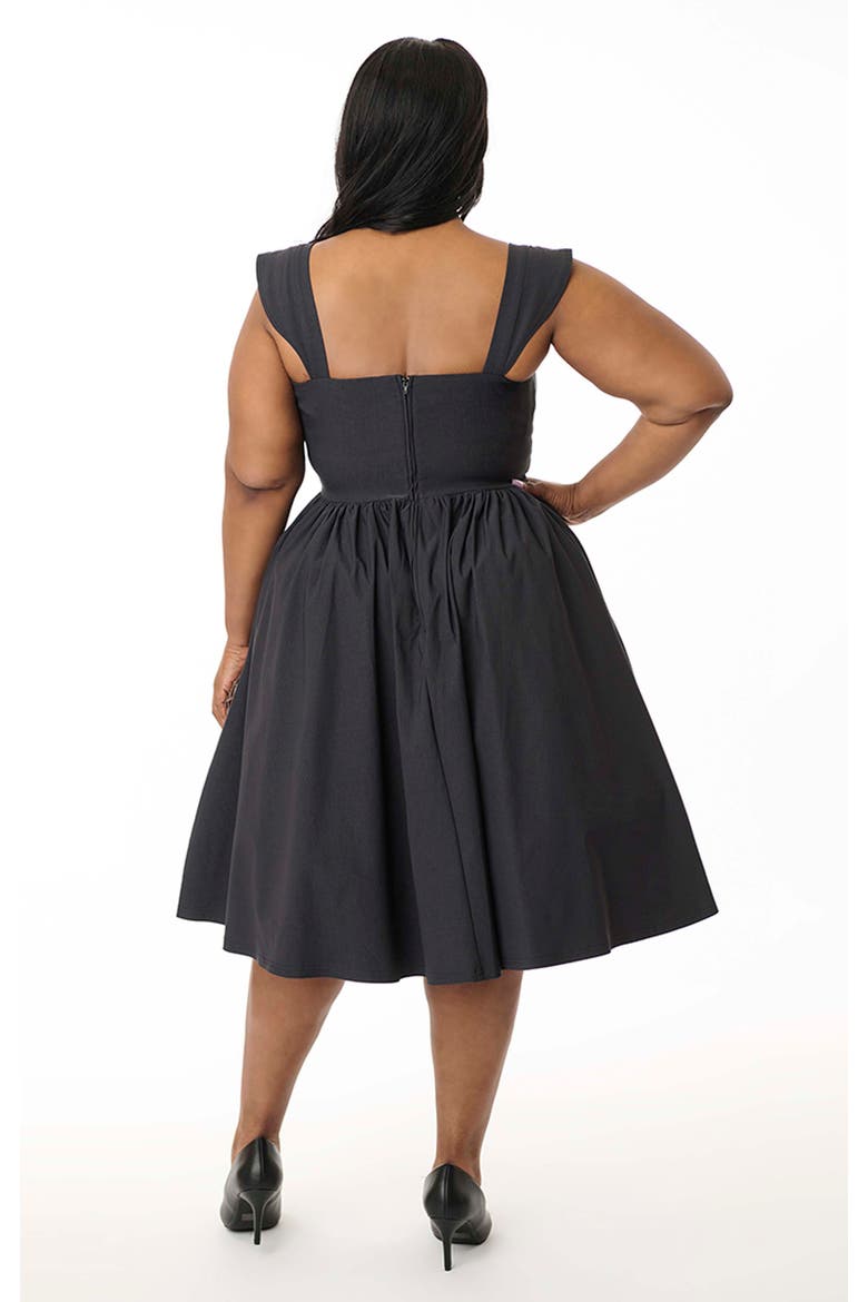 Plus Size 1950s Sweetheart Sleeveless Swing Dress, Alternate, color, Black