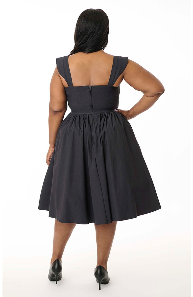 Unique Vintage Plus Size 1950s Sweetheart Sleeveless Swing Dress, Alternate, color, Black