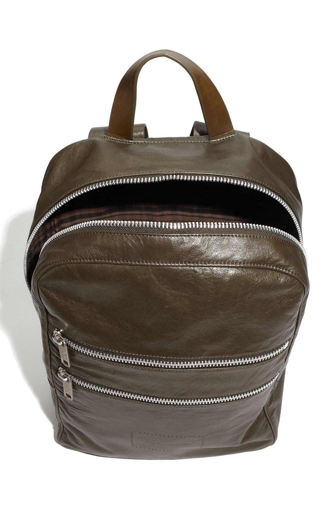 'Zip Zip' Leather Backpack, Alternate, color, ELEPHANT GREY