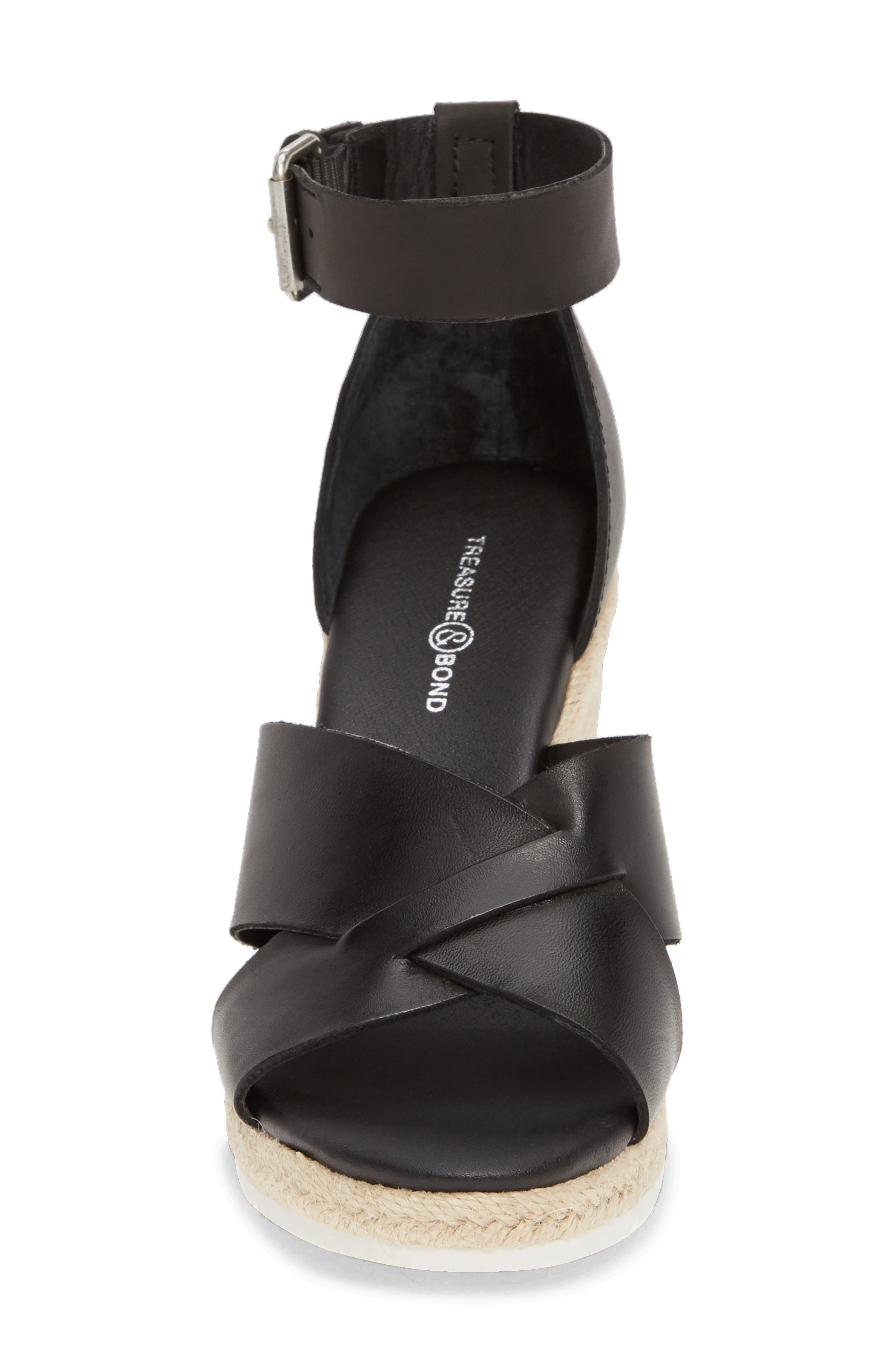 Poppy Espadrille Wedge Sandal, Alternate, color, BLACK LEATHER