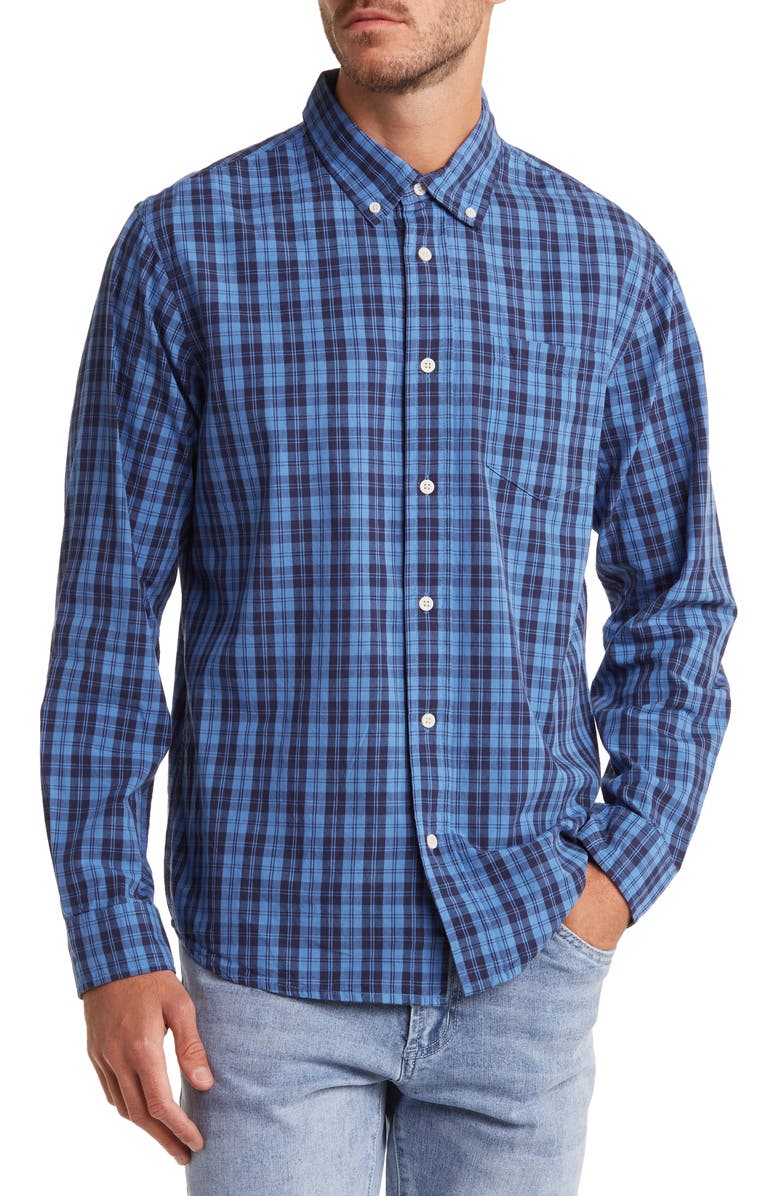 Slate & Stone Plaid Cotton Poplin Button-Up Shirt, Main, color, 