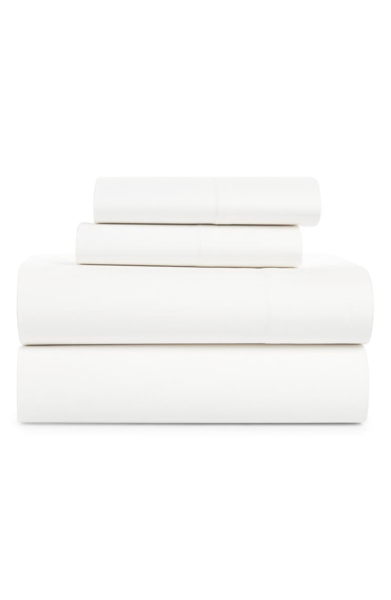 French Connection Cotton Percale 4-Piece Bed Sheet Set, Main, color, Bright White