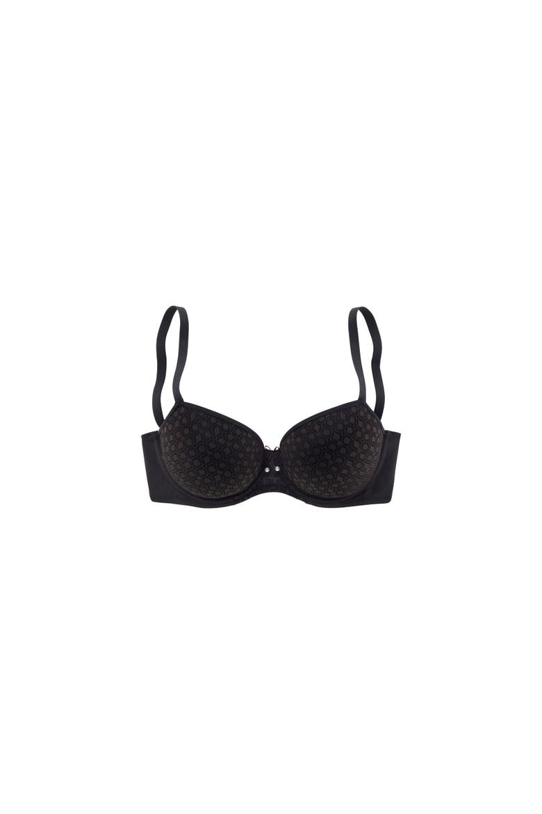 Lace Detail T-Shirt Bra, Alternate, color, Black