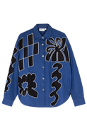 Untitled in Motion Zinia Abstract Applique Button Up Shirt