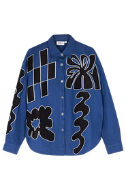 Untitled in Motion Zinia Abstract Applique Button Up Shirt