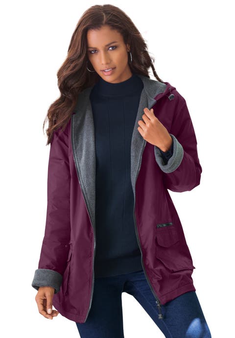 Plus Size Hooded Nylon Jacket