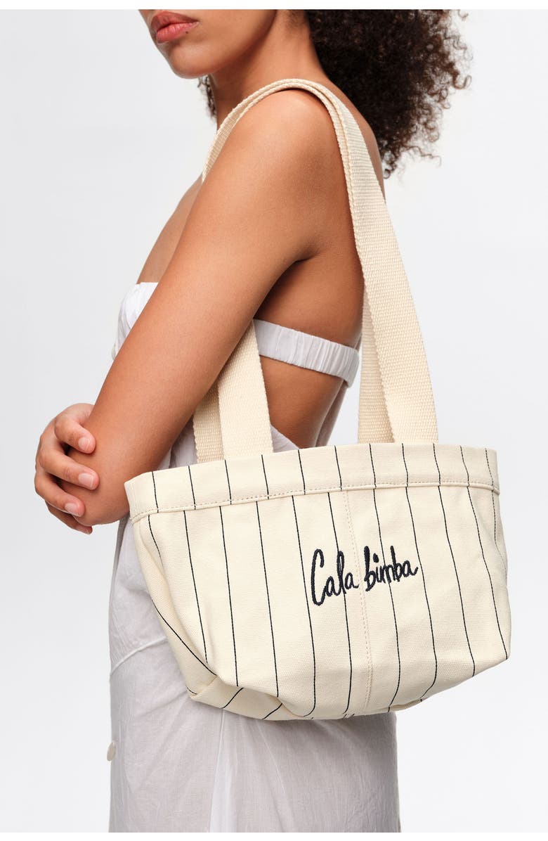 Bimba y Lola Mini Off-White Cotton Crossbody Bag, Alternate, color, Off White
