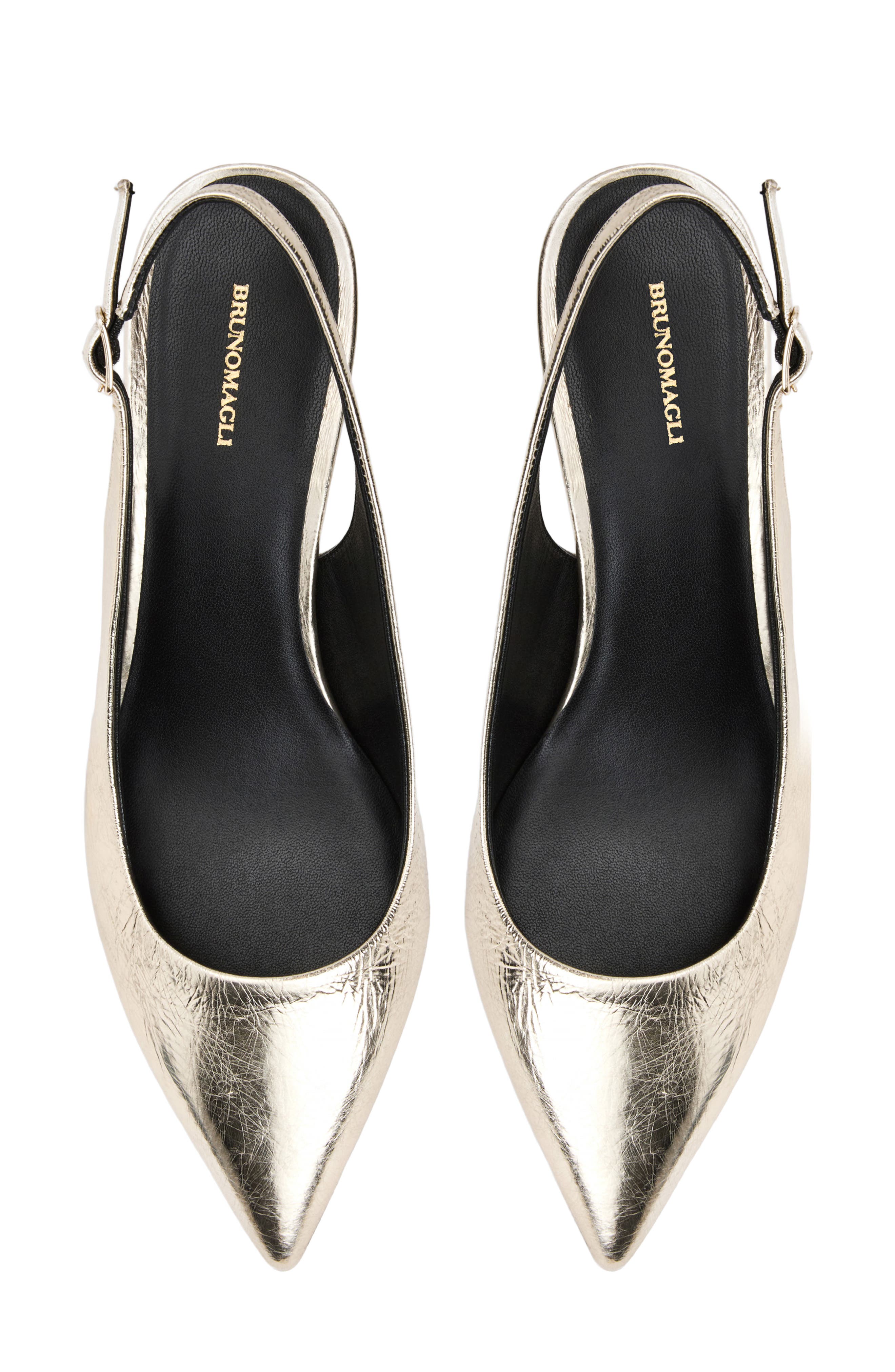 Bruno Magli Palerma Slingback Pointed Toe Kitten Heel Pump, Alternate, color, Platino