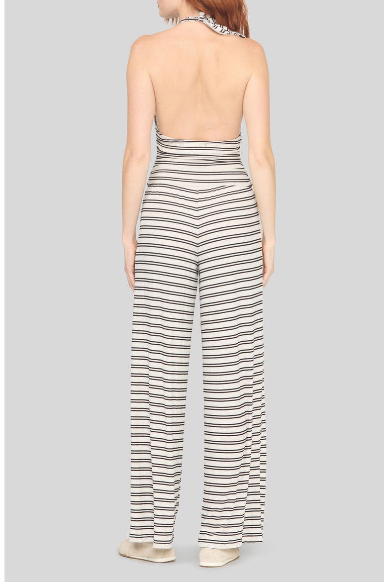 Goa Striped Halter Jumpsuit, Alternate, color, IVOBLK STRP