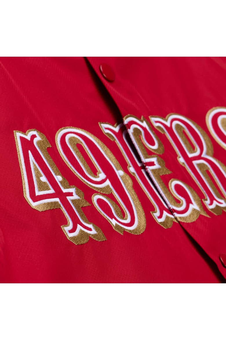 Men's Mitchell & Ness Scarlet San Francisco 49ers Coaches Full-Snap Hooded Windbreaker Jacket, Alternate, color, Scarlet