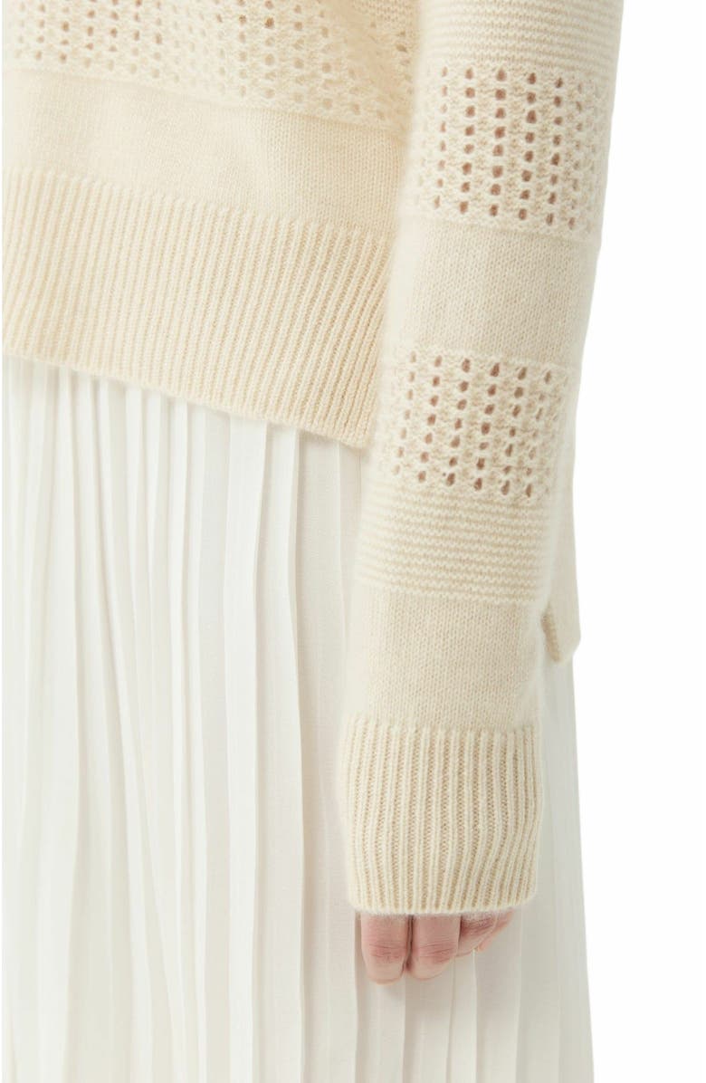 GOBI Mongolian Cashmere Mixed Pattern Cashmere Polo, Alternate, color, Off White