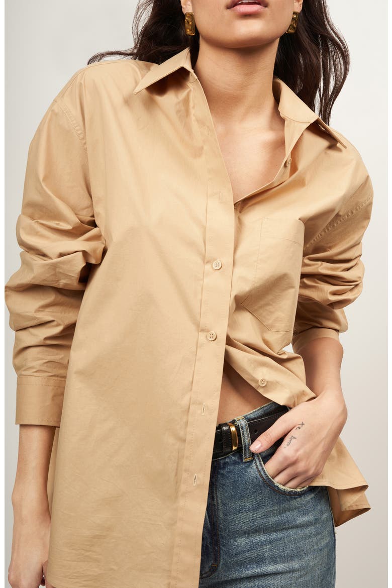 Elianna Oversize Cotton Button-Up Shirt, Alternate, color, INCENSE