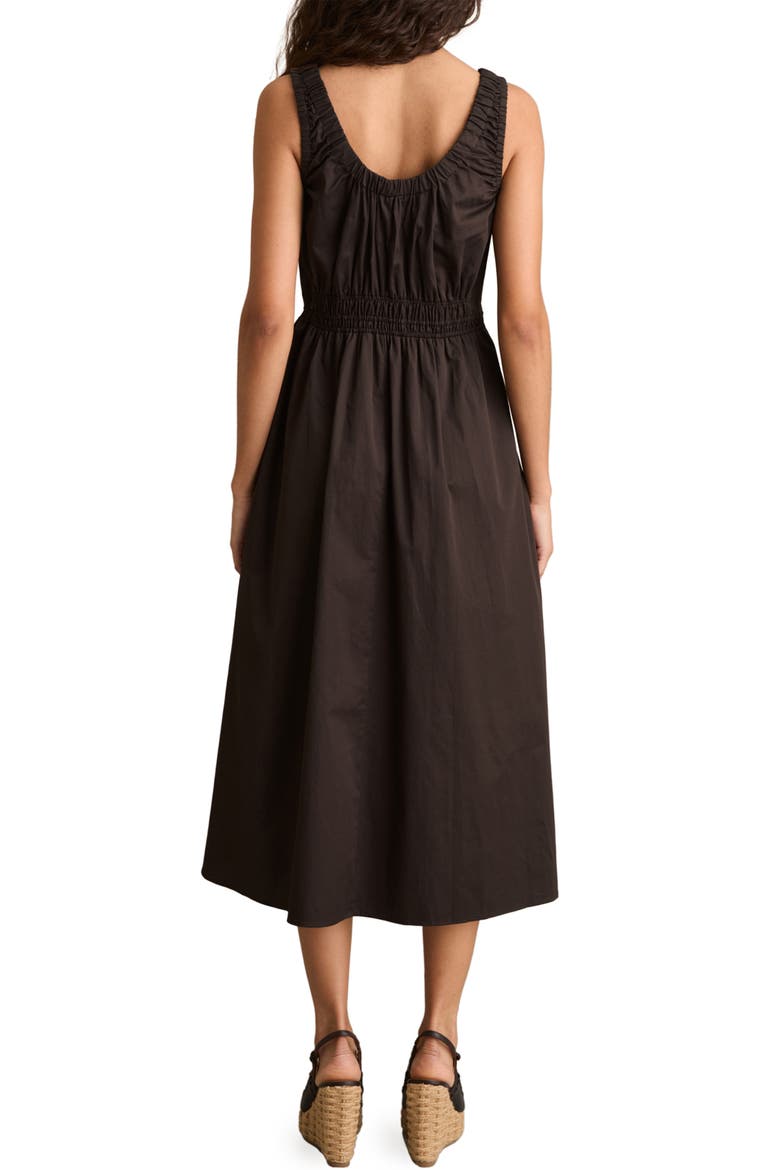 Anouk Side Stripe Smock Waist Cotton Dress, Alternate, color, BROWN