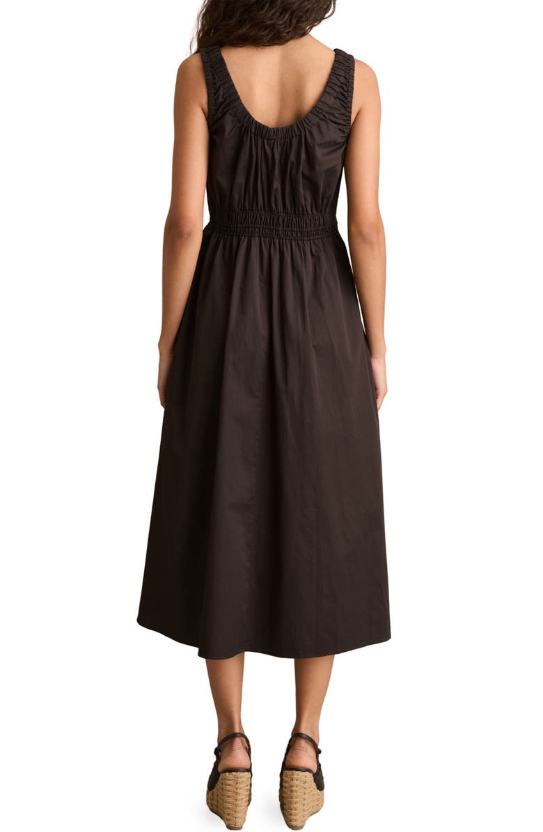 Reiss Anouk Side Stripe Smock Waist Cotton Dress, Alternate, color, Brown