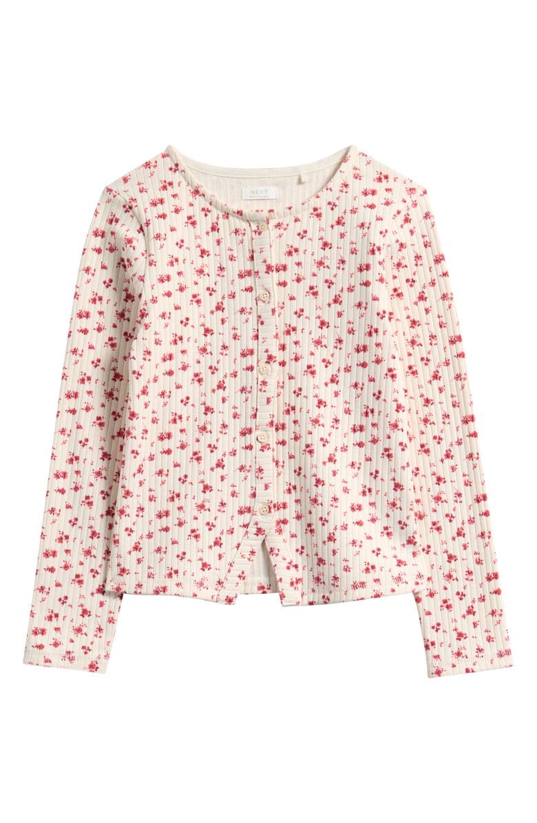 NEXT Kids' Long Sleeve Floral Cardigan, Main, color, Ecru Floral