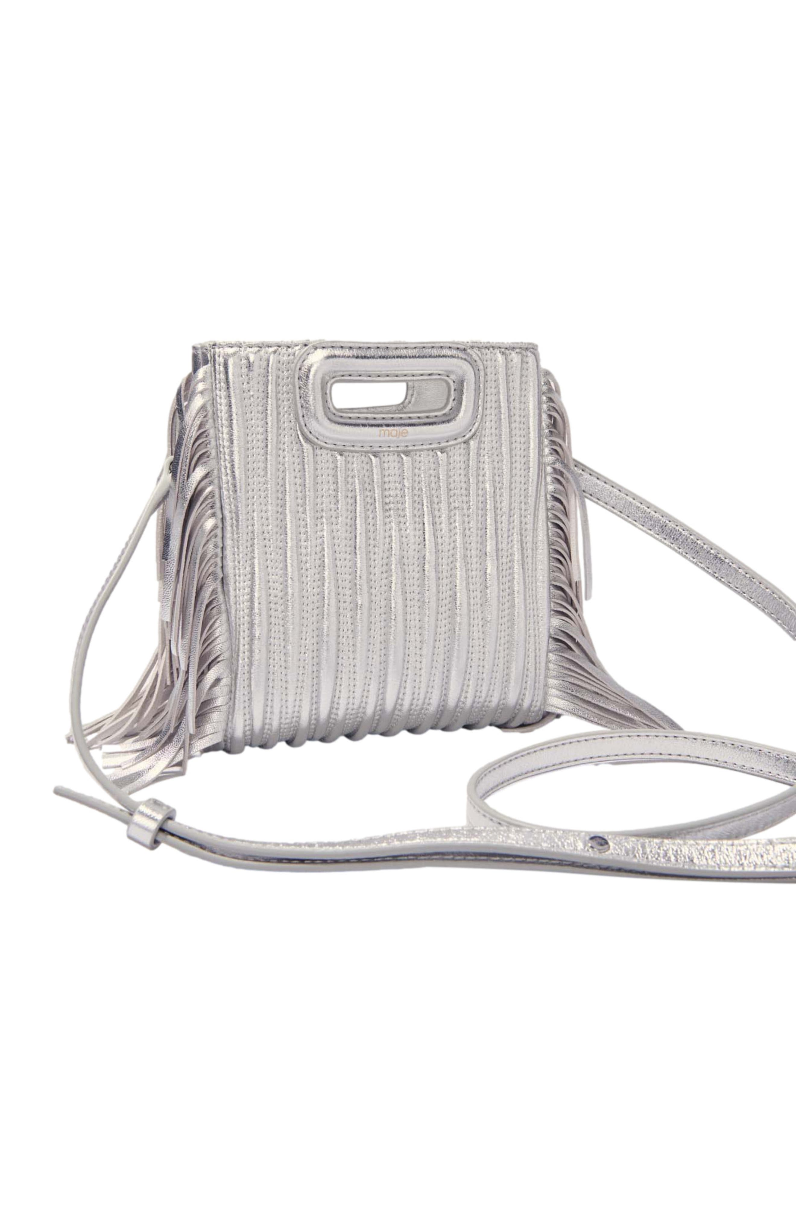maje Metallic quilted leather M Mini bag, Alternate, color, 