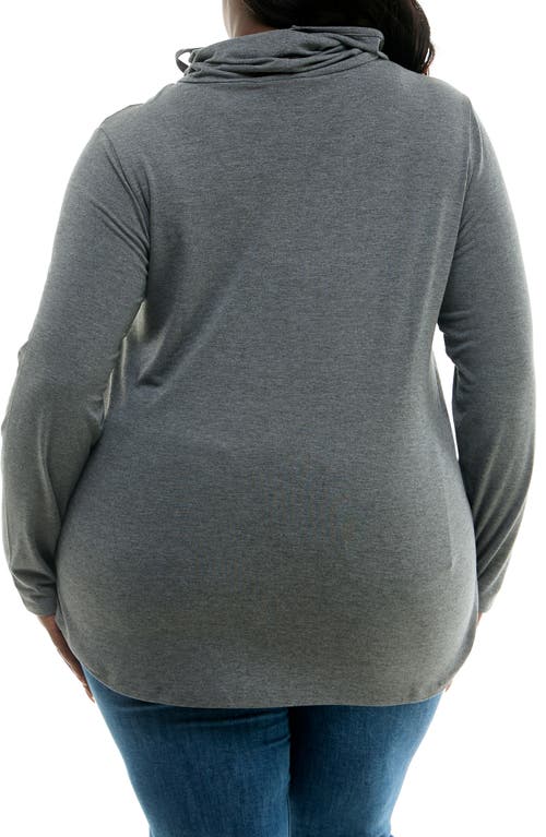 Nina Leonard Long Sleeve Curved Tunic In Gray