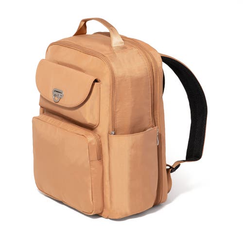 Baggallini Coastal Flip Lock Laptop Backpack In Brown