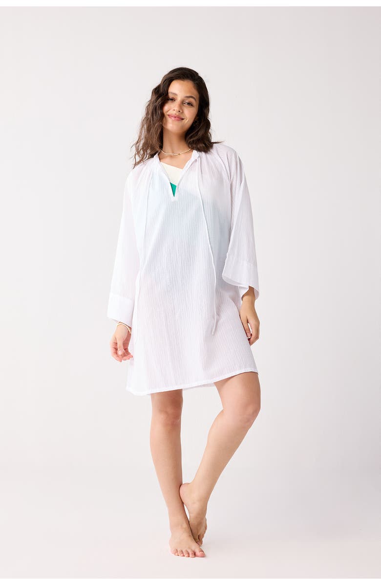 Reistor Relaxed-fit Beach Cover-up with Front Tie Detail, Alternate, color, Linear Muse