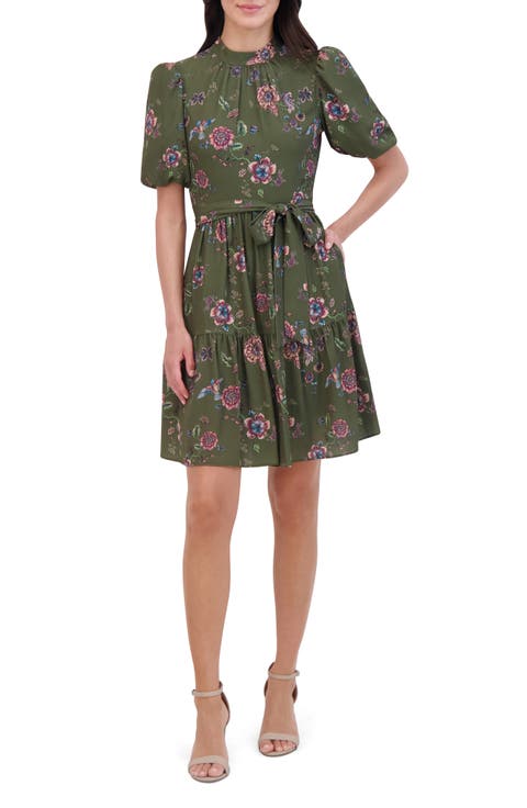 Floral Print Puff Sleeve Dress