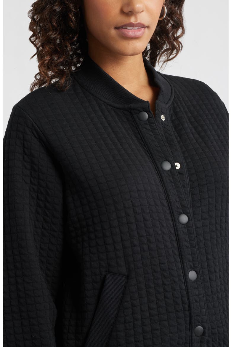 Quilted Cotton Bomber Jacket, Alternate, color, BLACK