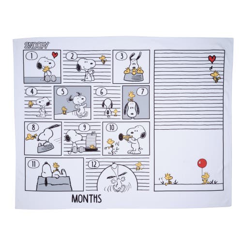 Lambs & Ivy Snoopy Milestone Photo Opportunity Fleece Baby Blanket In White
