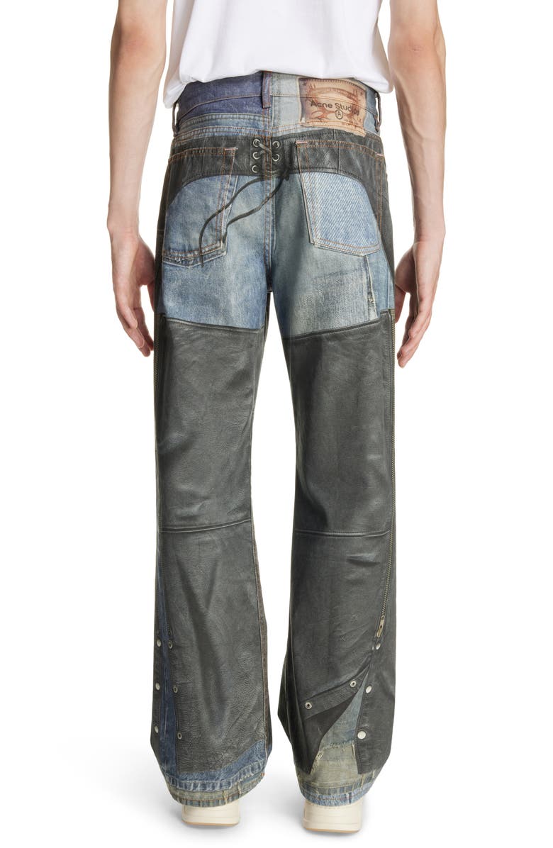 Acne Studios Trompe l'Oeil Faux Leather Chaps Jeans, Alternate, color, 