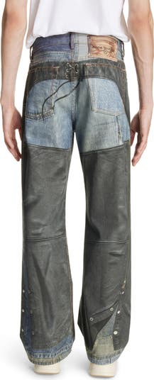 Trompe l'Oeil Faux Leather Chaps Jeans