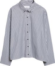 Brandon Maxwell The Javi Stripe Boxy Cotton Poplin Button-Down Shirt
