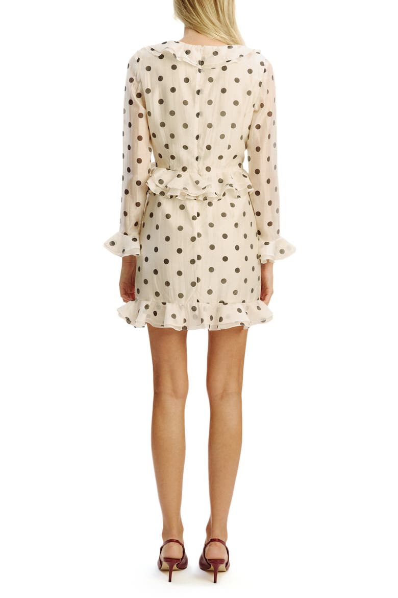 Polka Dot Frill Ruffle Long Sleeve Minidress, Alternate, color, IVORY SPOT