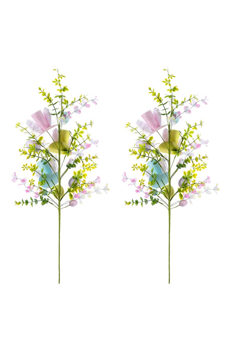 Set of 2 28"H Easter Glitter Egg Artificial Picks, Alternate, color, Yellow