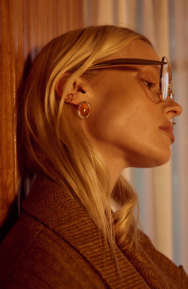 Luv AJ The Amber Honey Resin Stud Earrings, Alternate, color, Gold