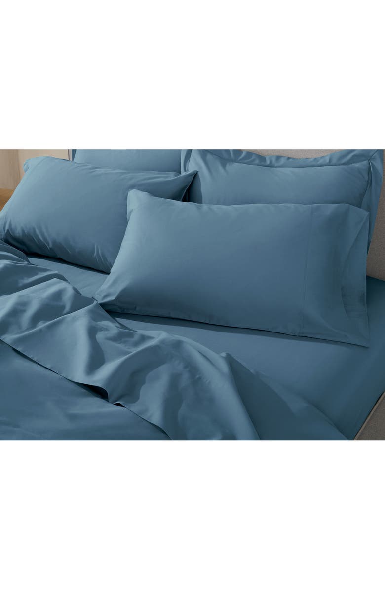 Coyuchi Classic Organic Cotton Sateen Sheet Set, Alternate, color, Cerulean