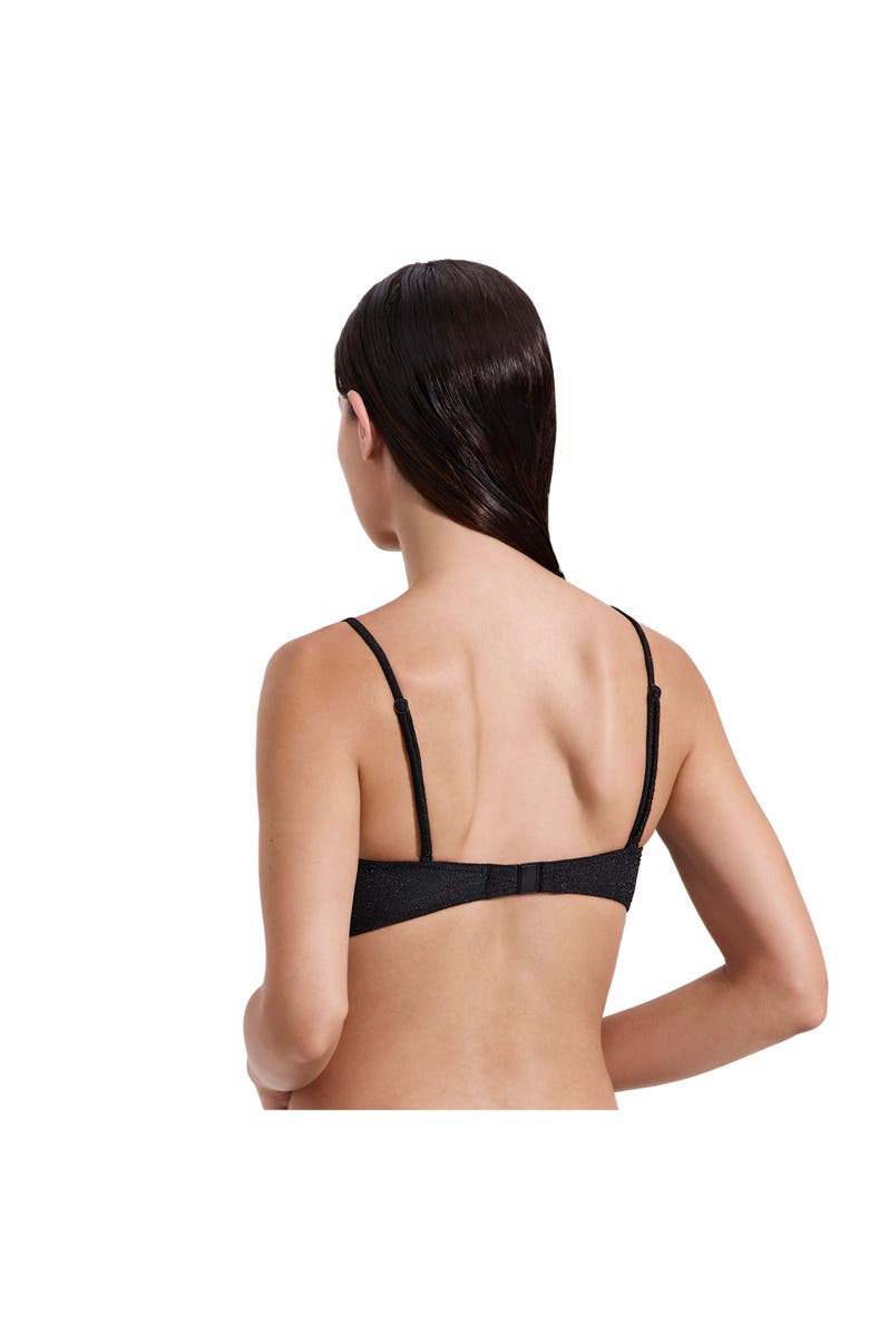 Luma Gottex Luna Textured Shimmer Scoop Neck Bikini Top, Alternate, color, Black