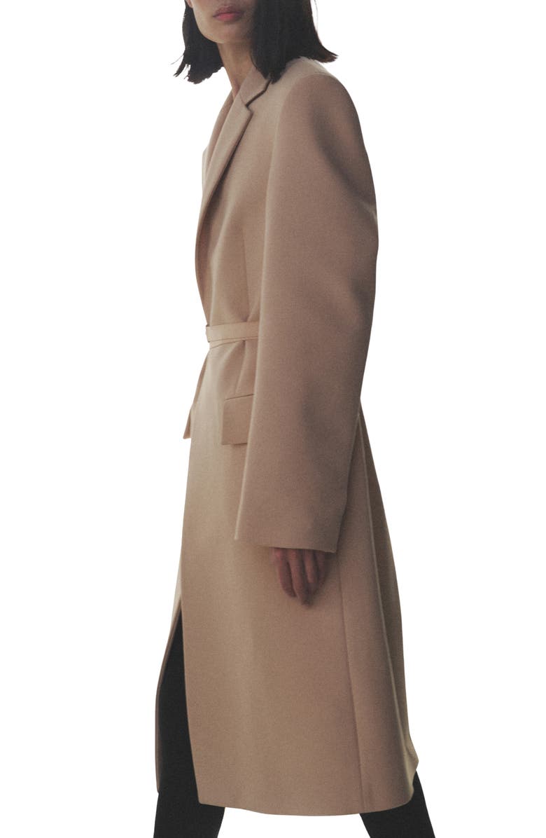 MANGO Oversize Belted Long Coat, Alternate, color, Beige