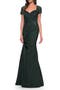Satin Evening Dress with Lace and Scoop Neckline