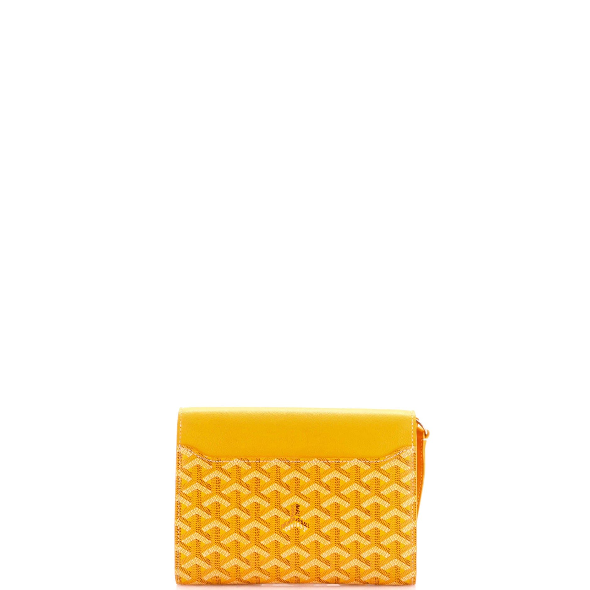 Pre-Owned Goyard Chypre Wallet on Strap Coated Canvas with Leather, Alternate, color, Orange