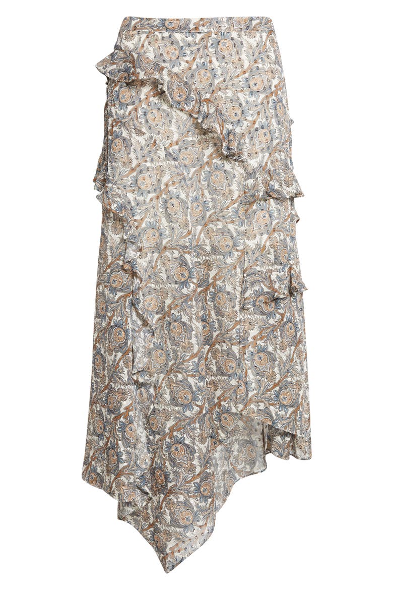 Eleonora Paisley Silk Blend Asymmetric Skirt, Alternate, color, DOVE MULTI