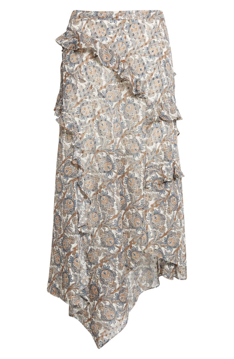Veronica Beard Eleonora Paisley Silk Blend Asymmetric Skirt, Alternate, color, Dove Multi