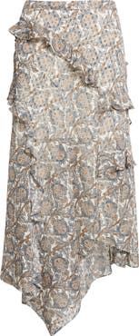 Veronica Beard Eleonora Paisley Silk Blend Asymmetric Skirt