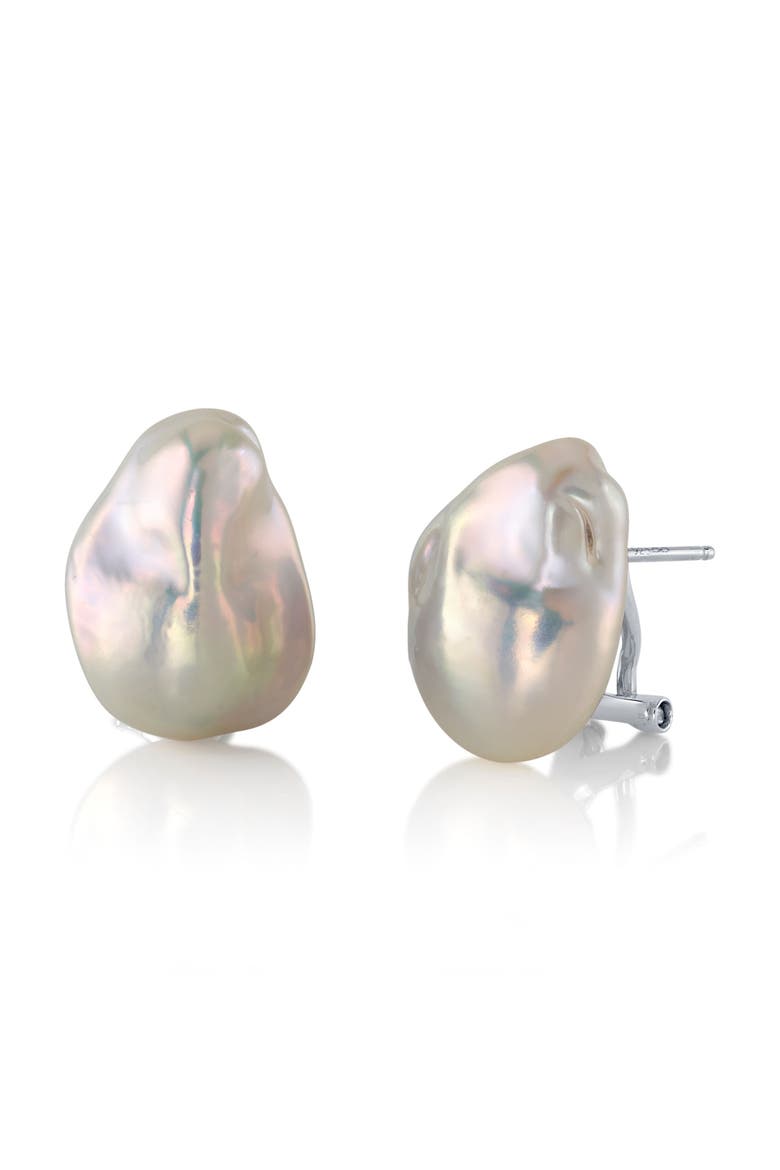 12mm White Freshwater Baroque Pearl Arlet Earrings, Main, color, White Baroque Pearl