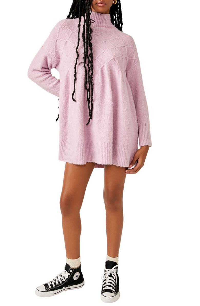Free People Jaci Long Sleeve Mock Neck Sweater Dress, Main, color, Lavender