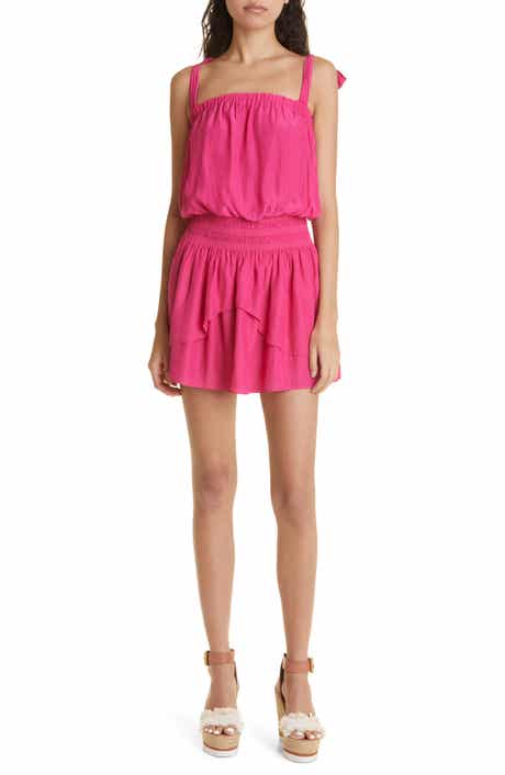 Ramy Brook Kira Smocked Waist Tie Strap Minidress